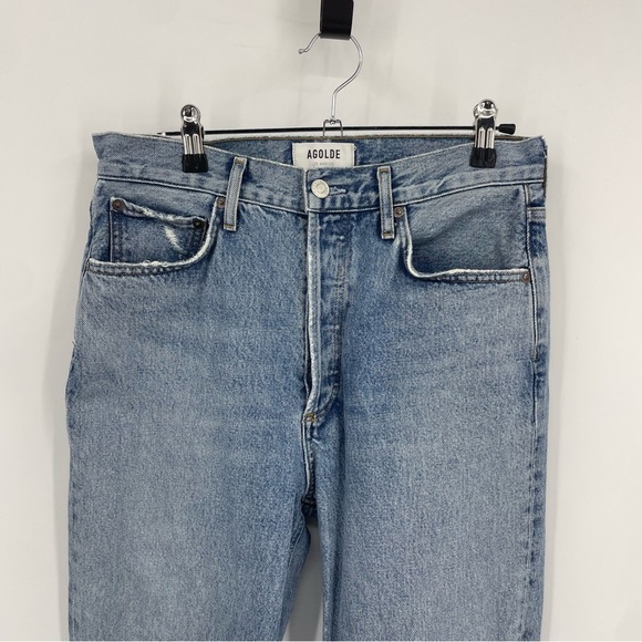 Agolde Riley High Rise Straight Jeans Knee Distressing Size 27 Women’s Cotton - Picture 3 of 12